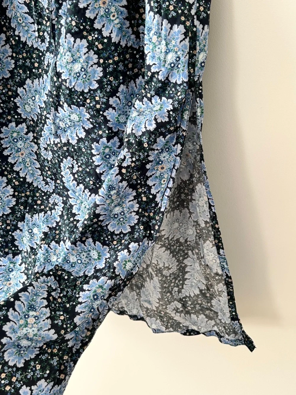 J. Crew Black and Light Blue Floral Midi/MAXI Skirt